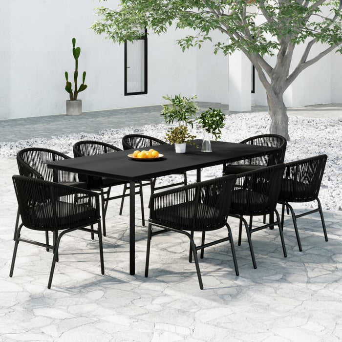 Set mobilier de grădină, 9 piese, negru WALTI