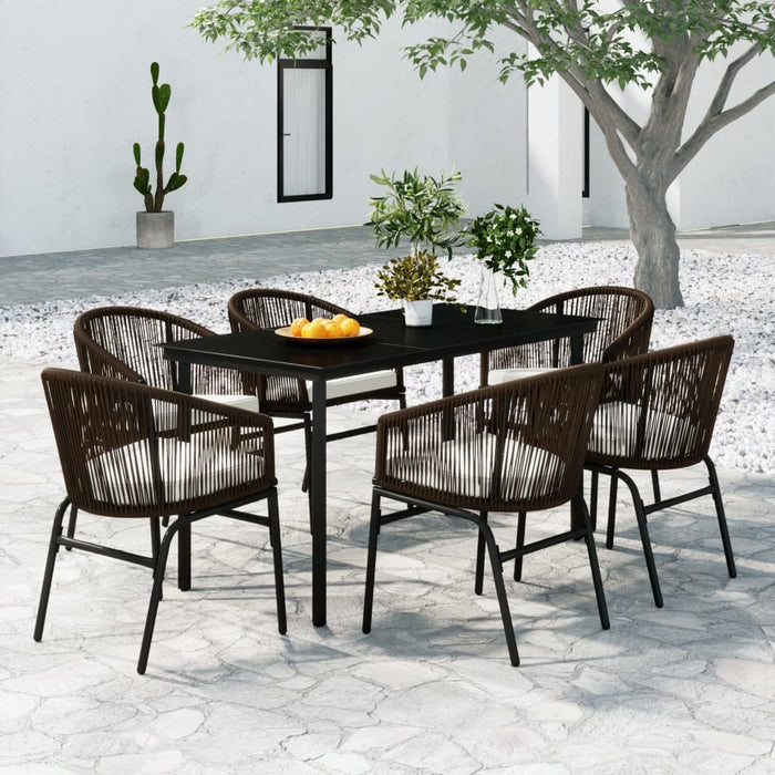 Set de mobilier pentru grădină, 7 piese, maro WALTI