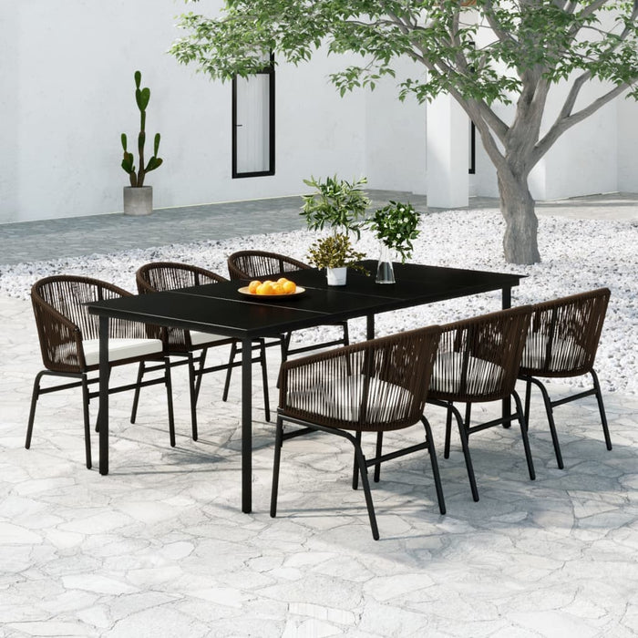 Set de mobilier pentru grădină, 7 piese, maro WALTI