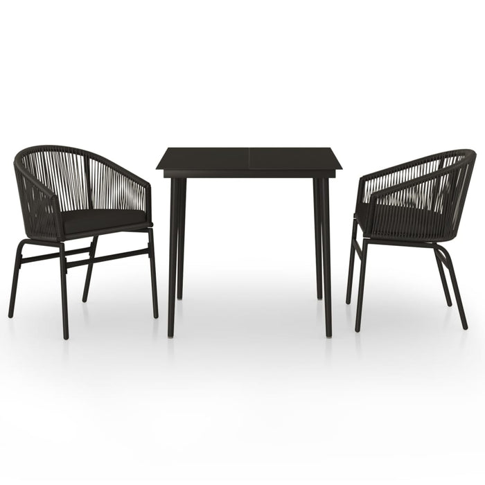 Set de mobilier pentru grădină, 3 piese, negru WALTI