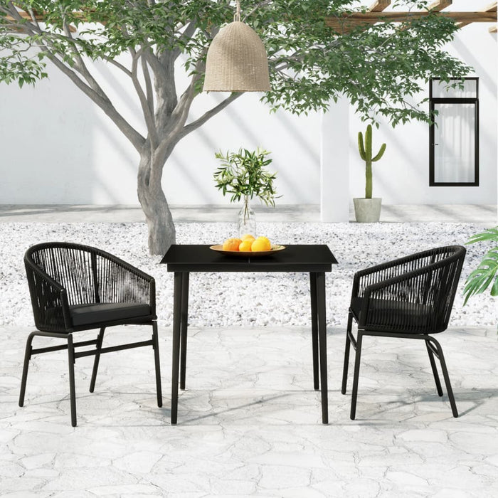Set de mobilier pentru grădină, 3 piese, negru WALTI