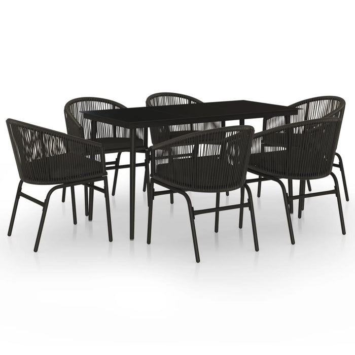 Set de servit masa pentru grădină, 7 piese, negru WALTI