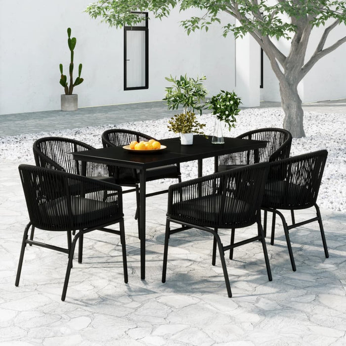 Set de servit masa pentru grădină, 7 piese, negru WALTI
