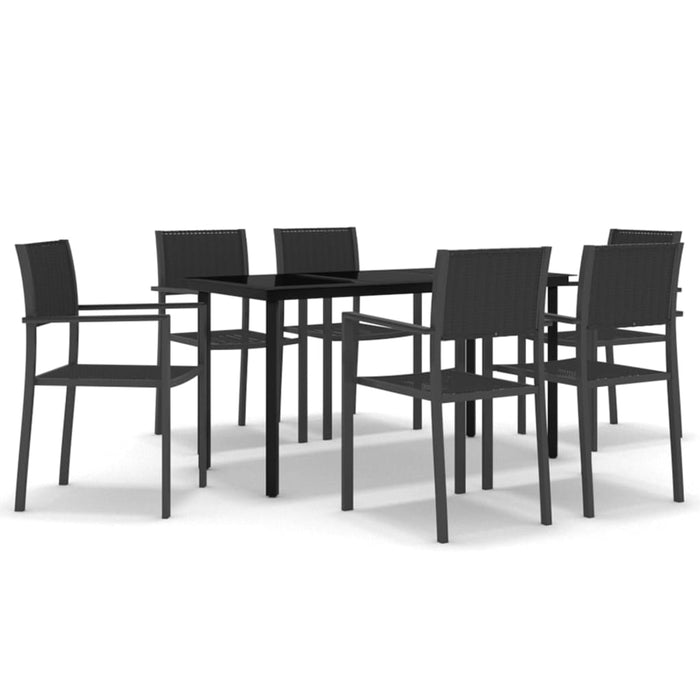 Set de servit masa pentru grădină, 7 piese, negru WALTI