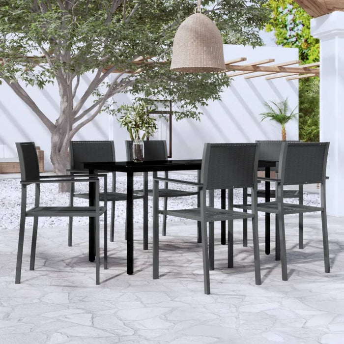 Set de servit masa pentru grădină, 7 piese, negru WALTI