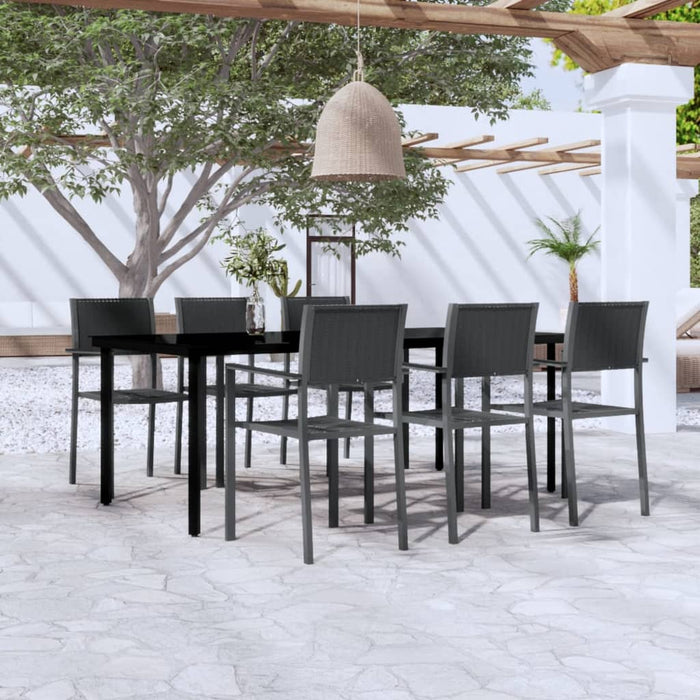 Set mobilier de grădină, 7 piese, negru WALTI