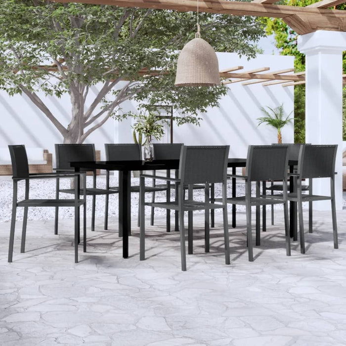 Set mobilier de grădină, 9 piese, negru WALTI