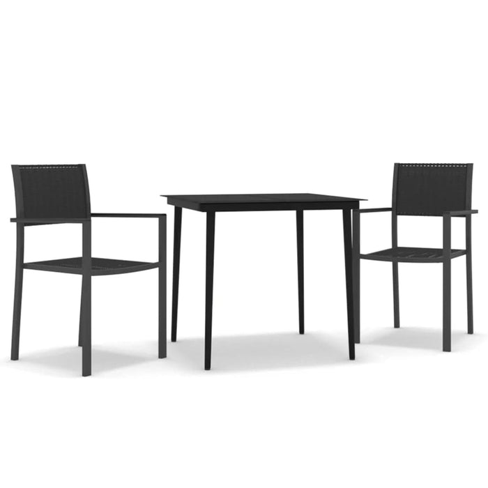 Set mobilier de grădină, 3 piese, negru WALTI