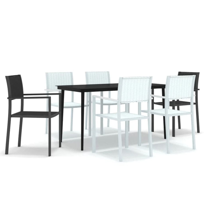 Set mobilier pentru grădină, alb și negru, 7 piese WALTI
