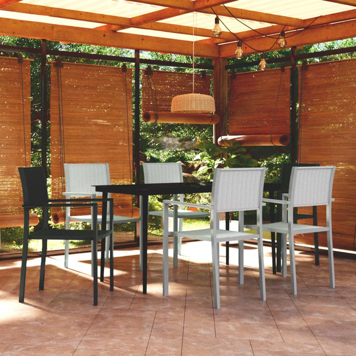 Set mobilier pentru grădină, alb și negru, 7 piese WALTI