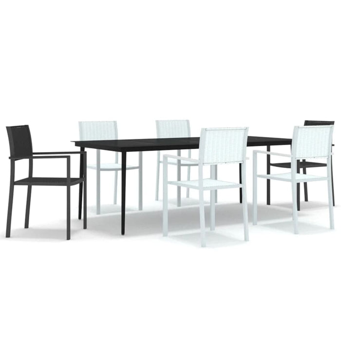 Set mobilier pentru grădină, alb și negru, 7 piese WALTI