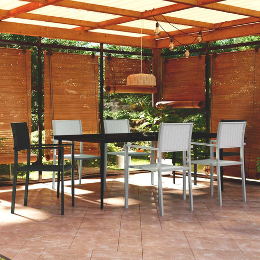 Set mobilier pentru grădină, alb și negru, 7 piese - WALTI WALTI