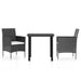 Set mobilier de grădină cu perne, 3 piese, negru - WALTI WALTI