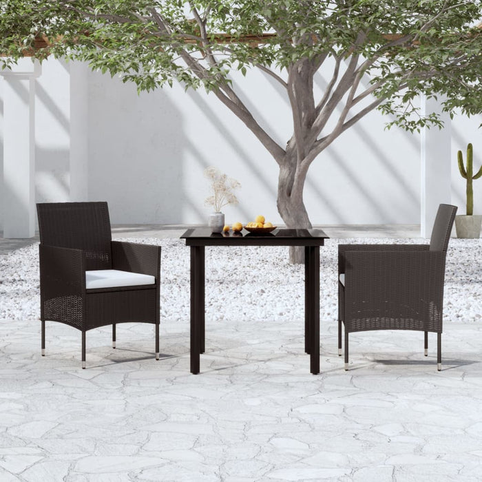 Set mobilier de grădină cu perne, 3 piese, negru - WALTI WALTI