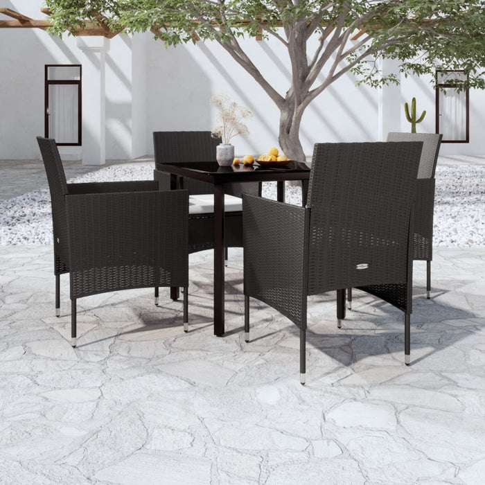 Set masă pentru grădină, 5 piese, cu perne, negru - WALTI WALTI