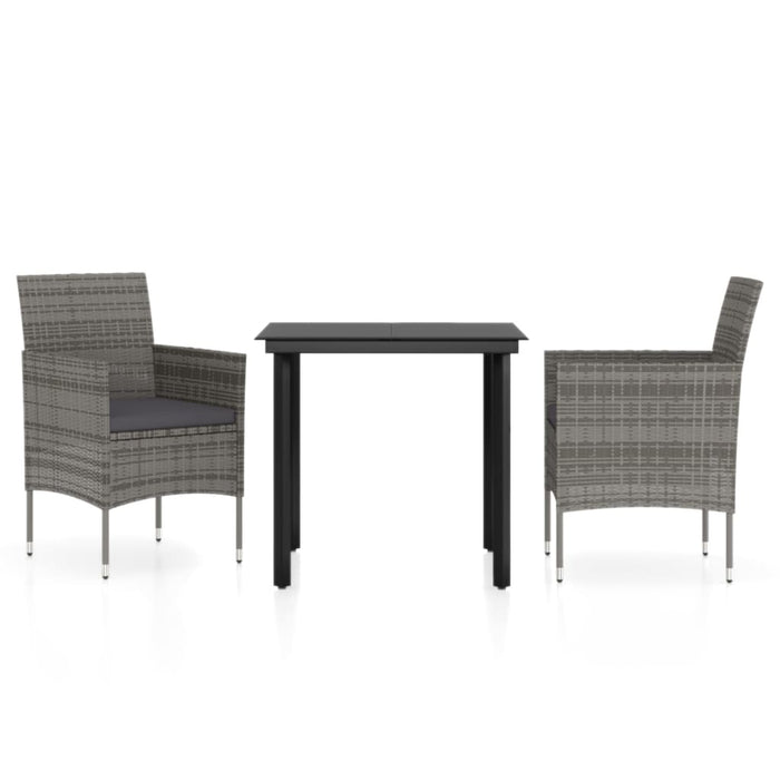 Set mobilier de grădină, cu perne, 3 piese, gri și negru - WALTI WALTI