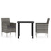 Set mobilier de grădină, cu perne, 3 piese, gri și negru - WALTI WALTI