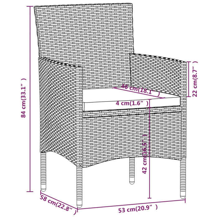 Set mobilier de grădină, cu perne, 3 piese, gri și negru - WALTI WALTI