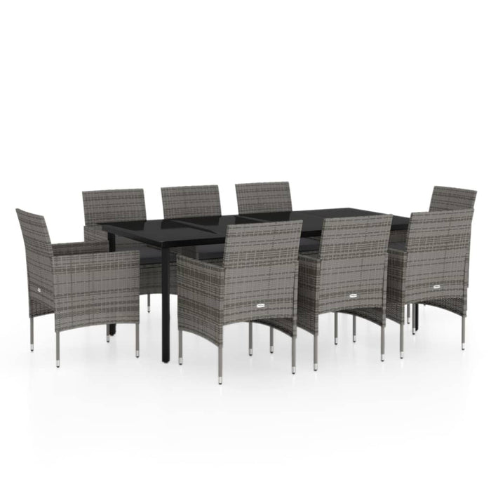 Set mobilier de grădină cu perne, 9 piese, gri și negru WALTI