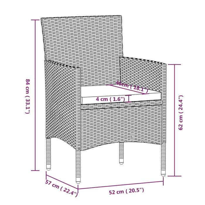 Set mobilier de grădină cu perne, 9 piese, gri și negru WALTI