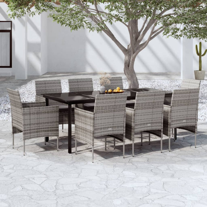 Set mobilier de grădină cu perne, 9 piese, gri și negru WALTI