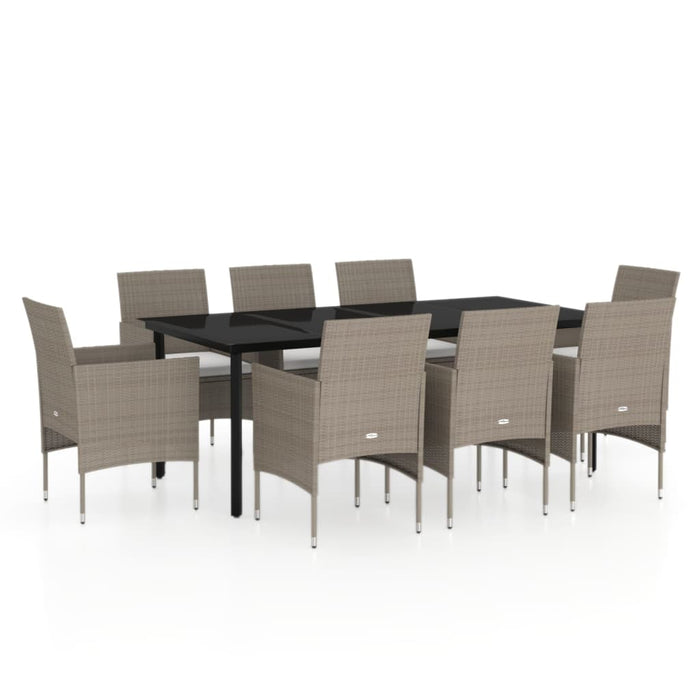 Set mobilier de grădină cu perne,bej și negru, 9 piese - WALTI WALTI