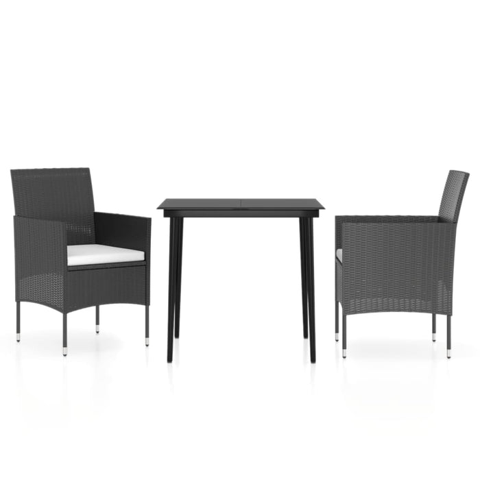 Set mobilier de grădină cu perne, 3 piese, negru - WALTI WALTI