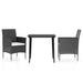 Set mobilier de grădină cu perne, 3 piese, negru - WALTI WALTI
