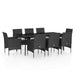 Set mobilier de grădină cu perne, 9 piese, negru - WALTI WALTI
