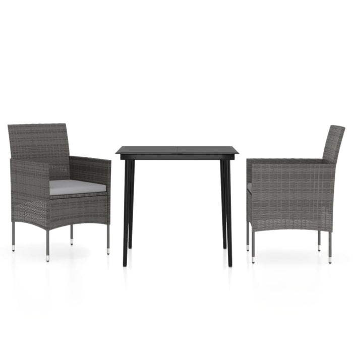 Set mobilier de grădină, cu perne, 3 piese, gri și negru - WALTI WALTI