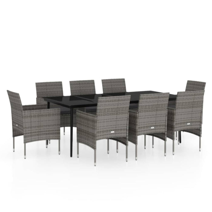 Set mobilier de grădină cu perne, 9 piese, gri și negru - WALTI WALTI