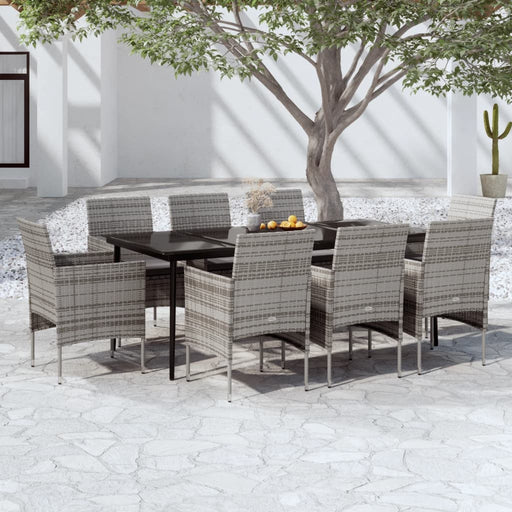 Set mobilier de grădină cu perne, 9 piese, gri și negru - WALTI WALTI