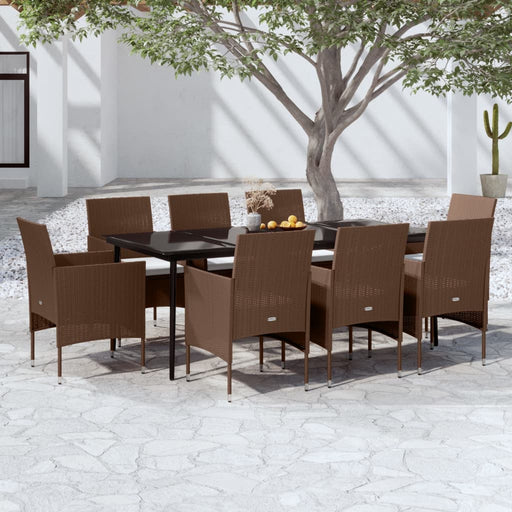 Set mobilier de grădină cu perne, 9 piese, maro și negru - WALTI WALTI