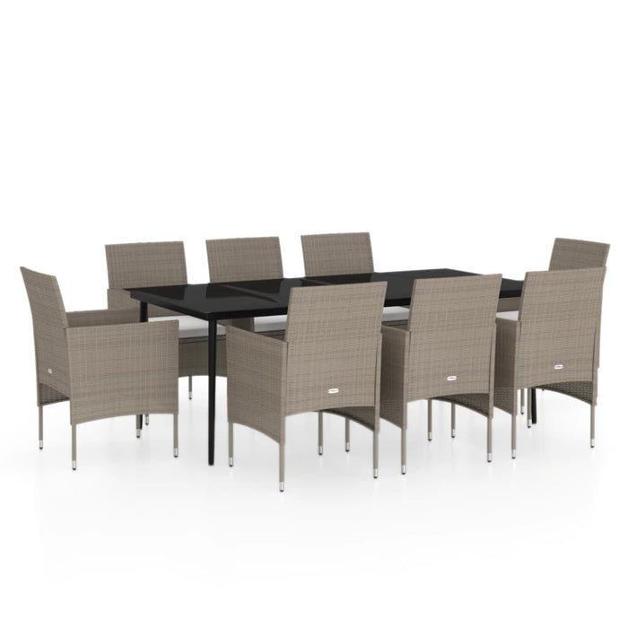 Set mobilier de grădină, cu perne, 9 piese, bej și negru - WALTI WALTI