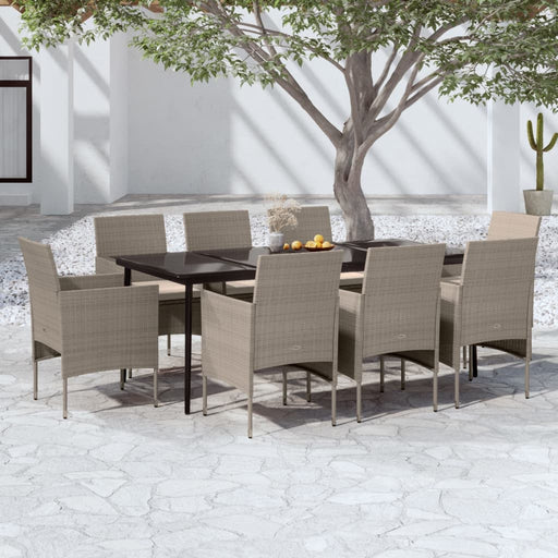 Set mobilier de grădină, cu perne, 9 piese, bej și negru - WALTI WALTI
