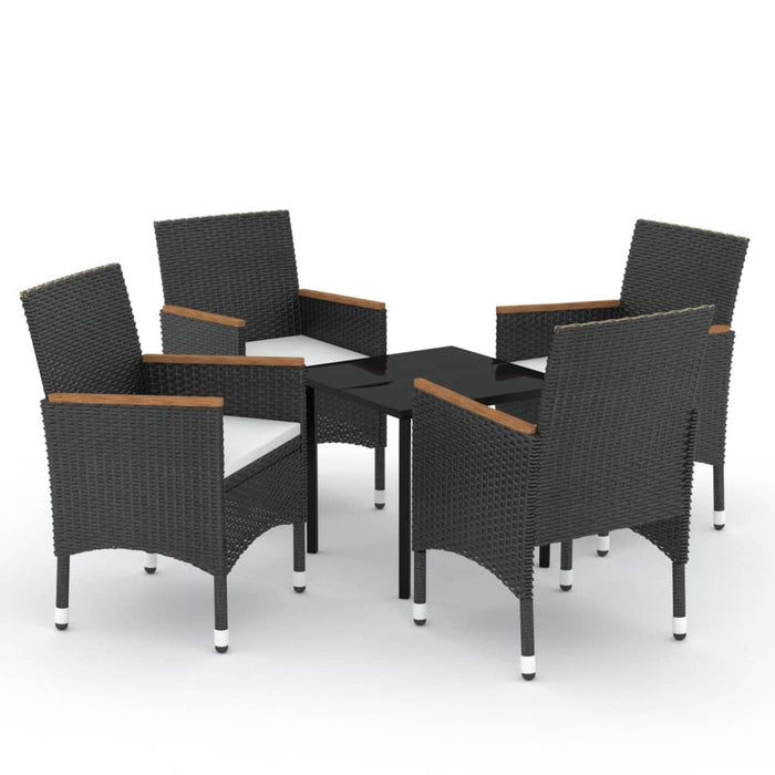 Set masă pentru grădină, 5 piese, cu perne, negru - WALTI WALTI