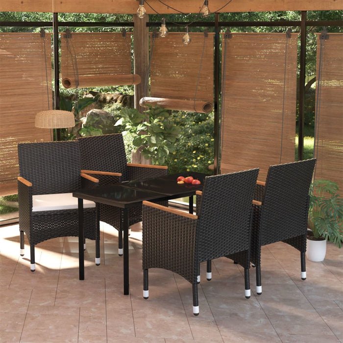 Set masă pentru grădină, 5 piese, cu perne, negru - WALTI WALTI