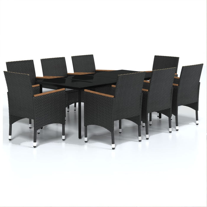 Set mobilier de grădină cu perne, 9 piese, negru WALTI