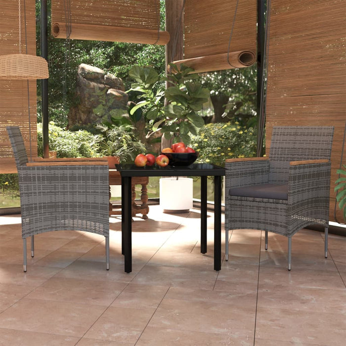 Set mobilier de grădină, cu perne, 3 piese, gri și negru - WALTI WALTI