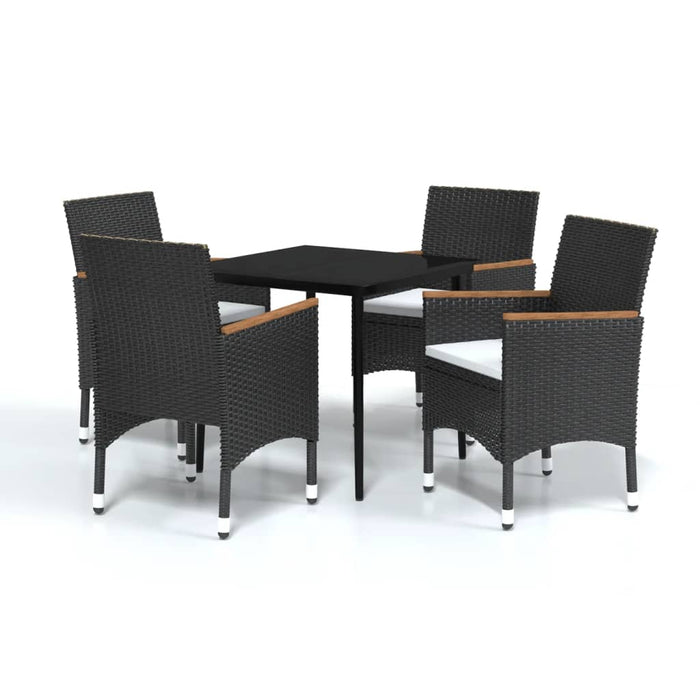 Set masă pentru grădină, 5 piese, cu perne, negru WALTI