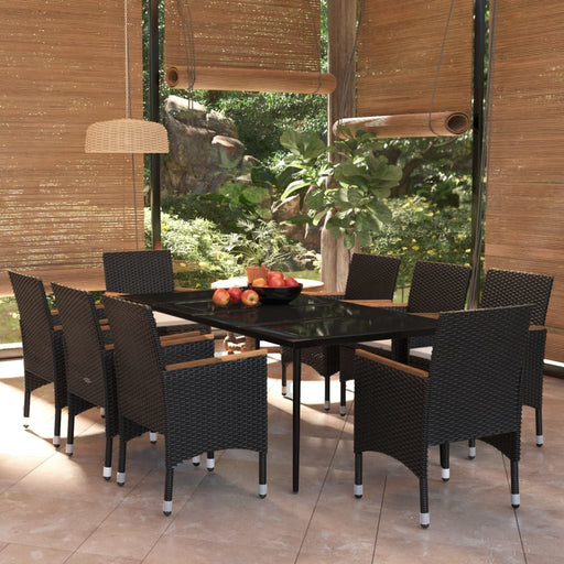 Set mobilier de grădină cu perne, 9 piese, negru - WALTI WALTI