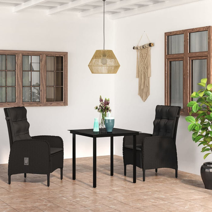 Set mobilier de grădină, cu perne, 3 piese, negru - WALTI WALTI