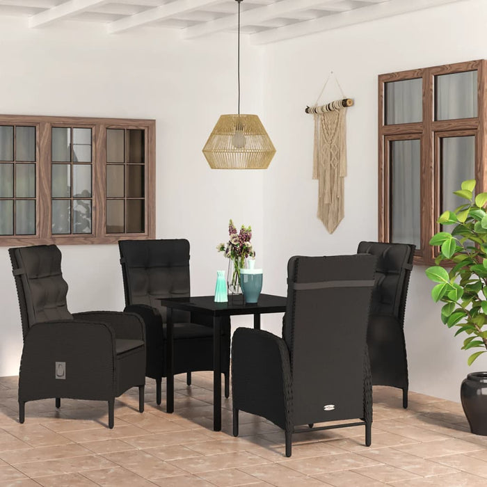 Set masă pentru grădină, 5 piese, cu perne, negru - WALTI WALTI