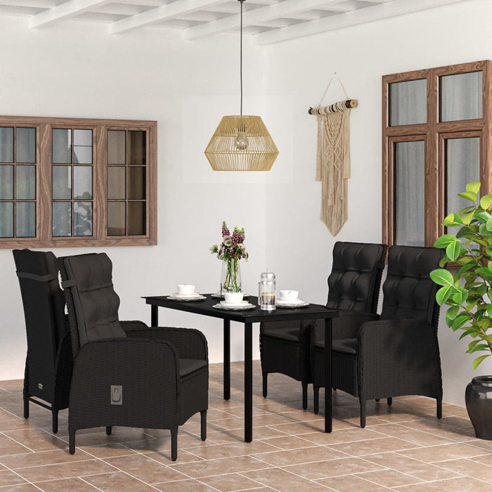 Set masă pentru grădină, 5 piese, cu perne, negru - WALTI WALTI