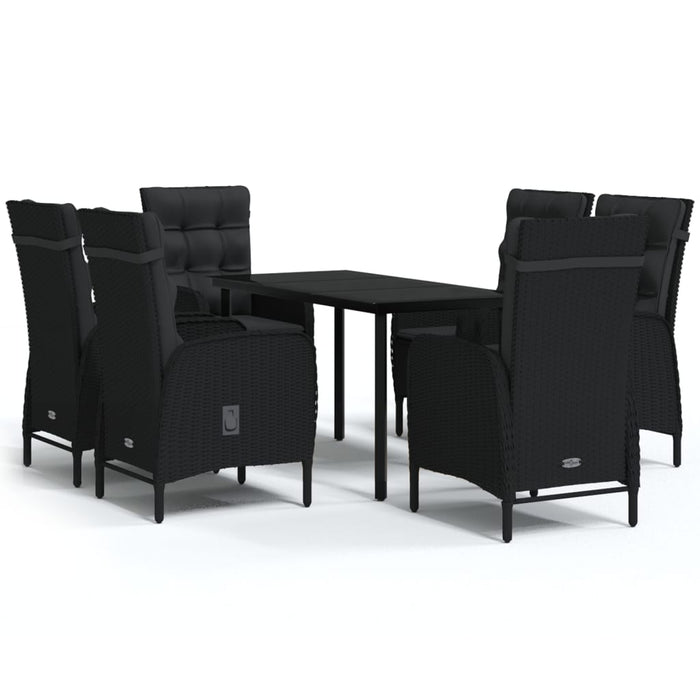 Set de masă pentru grădină, 7 piese, cu perne, negru - WALTI WALTI