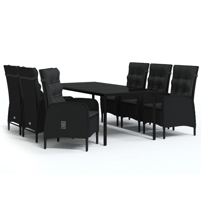 Set de masă pentru grădină, 7 piese, cu perne, negru - WALTI WALTI