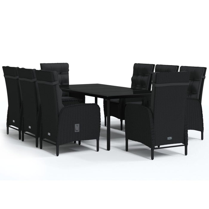 Set mobilier de grădină cu perne, 9 piese, negru WALTI