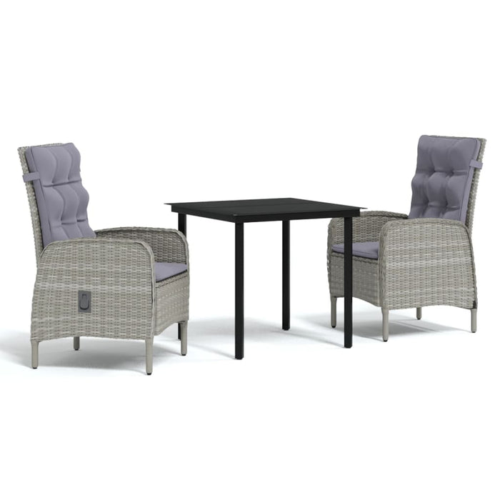 Set mobilier de grădină, cu perne, 3 piese, gri și negru - WALTI WALTI