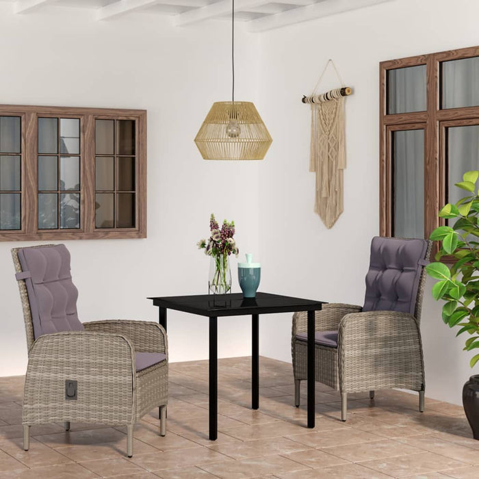 Set mobilier de grădină, cu perne, 3 piese, gri și negru - WALTI WALTI