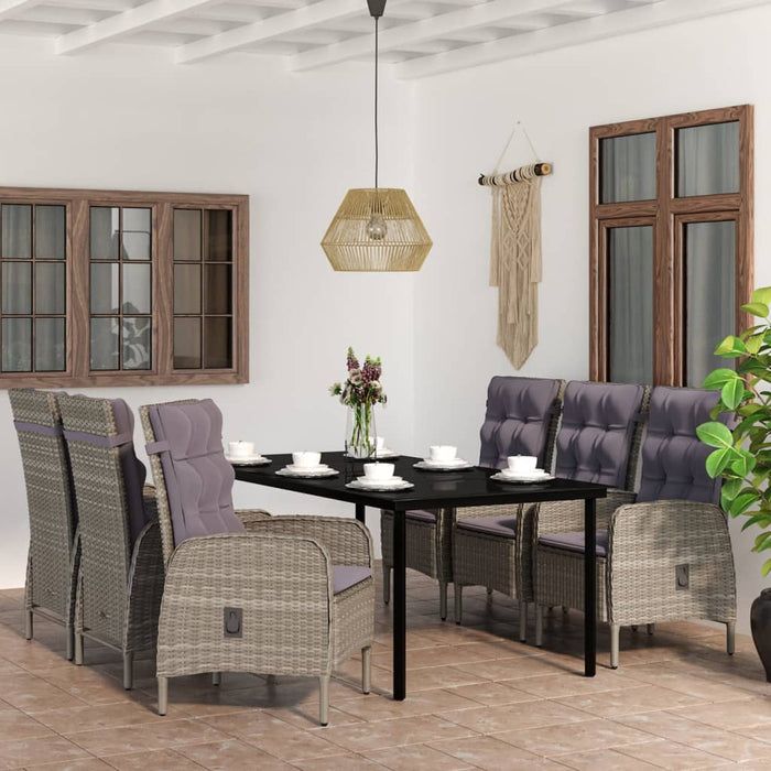 Set de servit masa pentru grădină, 7 piese, gri și negru WALTI
